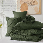 CozyLux King Size Comforter Set Olive Green, 7 Pieces Pintuck Bed in A Bag - Image 7