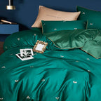 mixinni Dark Green Duvet Cover Full Size, 100% Long Staple Cotton Honeybee - Image 2