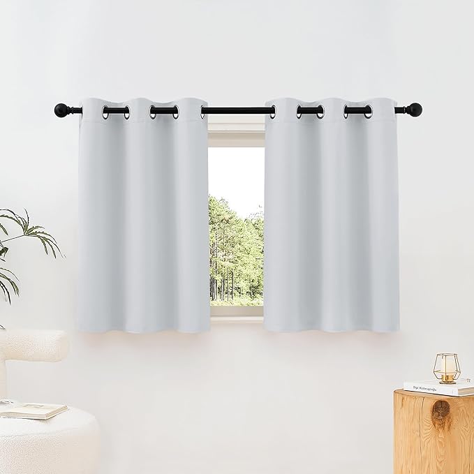 NICETOWN Greyish White Room Darkening Curtains Blackout 30 inch Curtains by NICETOWN