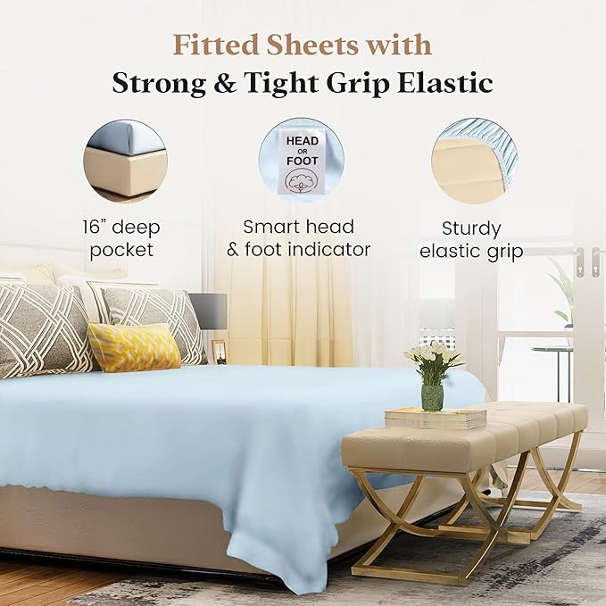Good Sleep Bedding Queen Size Soft & Breathable Luxury 1000 Thread Count 16" - Image 3