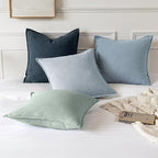 MIULEE Decorative Linen Euro Sham Pillow Covers 26x26 Light Blue Boho - Image 5