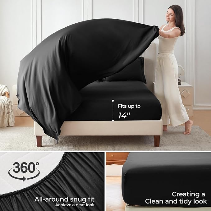 Sasttie Twin XL Comforter Set Black, 5 Pieces Twin XL Bed in a Bag, Complete - Image 4