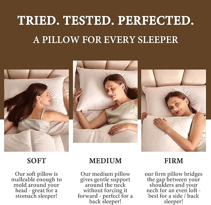 BHZ Down Feather Standard/Queen Pillows Set of 2 Pack, Luxury Hotel Collection - Image 7