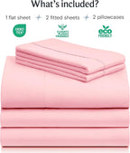 LuxClub 5 PC Split King Sheet Set, Deep Pockets Wrinkle Free Cooling Bed Sheets - Image 2
