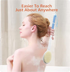 Shower Brush with Soft and Stiff Bristles, 18.5" Long Handle Dual-Sided Back - Image 6