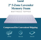 LUCID Lavender Infused 2 Inch Memory Foam Mattress Topper - Image 3