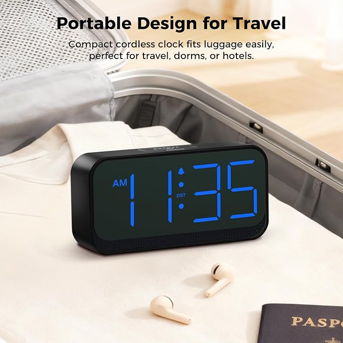 Acedeck Battery Operated Digital Clock: Cordless Small Alarm Clock - Image 7