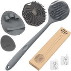 Manmihealth Silicone Back Scrubber & Soft Shower Face Brush Set 4 PCS, by ManmiHealth