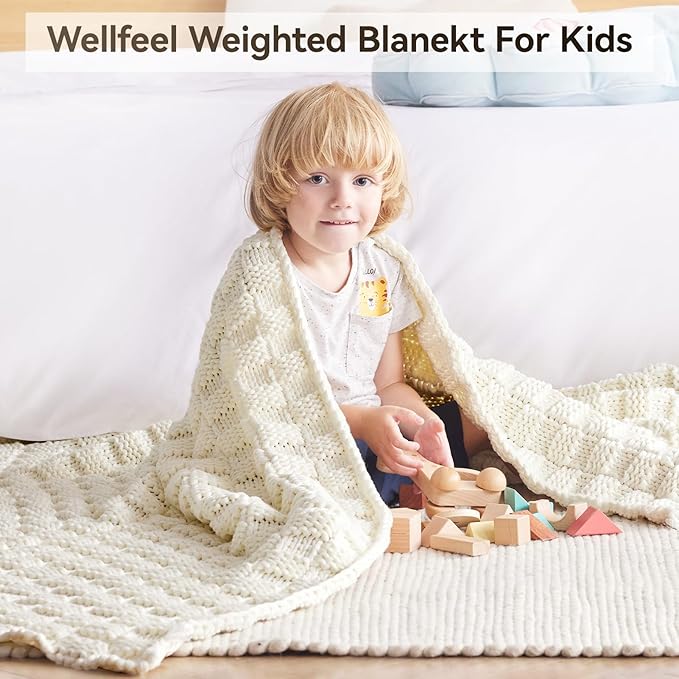 Knitted Weighted Blanket Kids, No Beads Heavy Blanket 36” x 48'' 3lbs, - Image 2