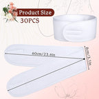 30 Pcs White Spa Headband, 23.6 x 3.3 Inch Soft Facial Headband Esthetician - Image 2