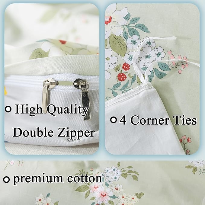 FADFAY Full Duvet Cover Set Floral Comforter Cover 100% Cotton Girls Vintage - Image 4