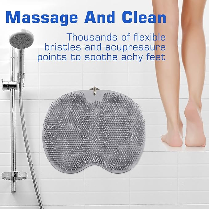 Shower Foot Scrubber Mat Back Washer Exfoliating Bath Wash Pad Wall Mounted - Image 6