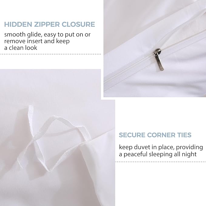 JSD White Duvet Cover Set Full Size, 3 Piece Duvet Cover - Image 3