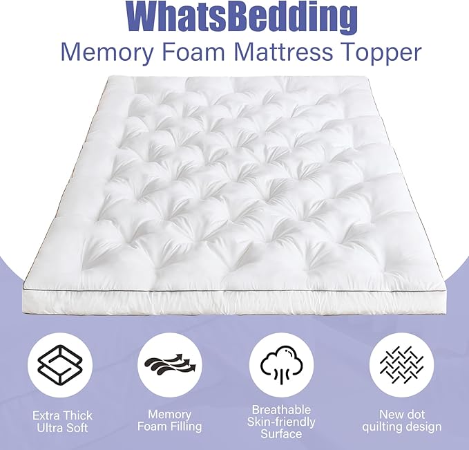 WhatsBedding 4 Inch Memory Foam Mattress Topper King Size - Image 4