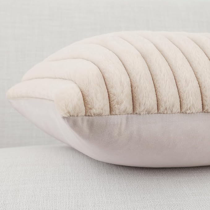 Pallene Faux Fur Plush Lumbar Throw Pillow Covers 12x20 Set of 2, Luxury Soft - Image 7