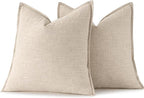 MIULEE Decorative Linen Euro Sham Pillow Covers 22x22 Inch Natural Beige Boho - Image 6