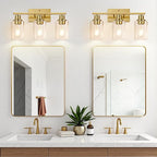3-Light Vanity Lights with Clear Glass Shades, Brushed Gold Bathroom Light - Image 7