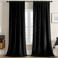Joydeco Black Velvet Curtains 120 inches Long 2 Panels, Luxury Blackout Rod by JOYDECO