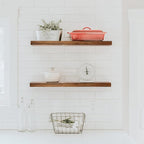 URBANDI, Rustic Floating Shelves, Hidden Bracket, Solid Wood, Heavy Duty - Image 2