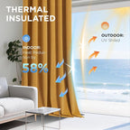 Joydeco Mustard Yellow 100% Blackout Curtains 90 Inch 2 Panels, Luxury Thermal - Image 5