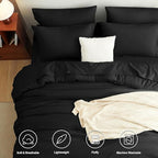 CozyLux Twin XL Comforter Set Black, 5 Pieces Bed in a Bag Twin Extra Long - Image 2