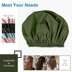 Shower Cap for Women, Double Layer Waterproof Bath Cap, Reusable Hair Protector - Image 7
