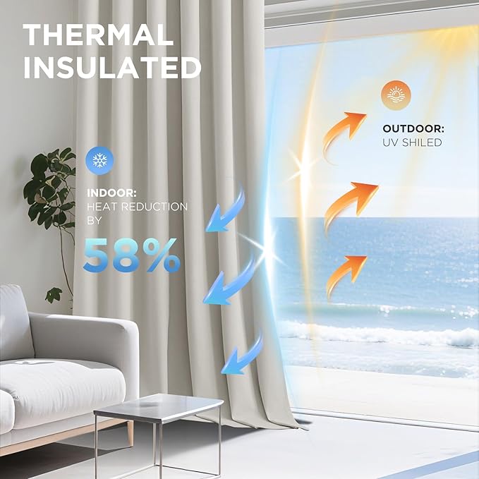 Joydeco White 100% Blackout Curtains 84 Inch 2 Panels, Luxury Thermal White - Image 5
