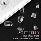UNA GELLA Short Oval Round Nail Tips Pre Etched Short Oval Gel Nail Tips Soft - Image 9