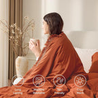 Andency Queen Comforter Set Burnt Orange, 3 Pieces Boho Terracotta Fall Tassel - Image 4