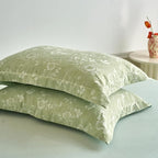mixinni 100% Washed Cotton Cover Set, Reversible Vintage Green Floral Butterfly - Image 8