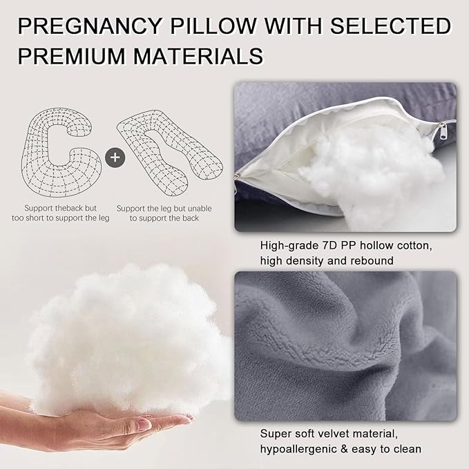 U-Shaped Full Body Pillow for Adults, Maternity Pregnancy Pillow - Image 4