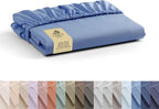 Linen Home 100% Cotton Percale Weave Fitted Sheet, Queen Size, Baby Blue by LINENHOME