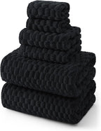 REDKISS Black Microfiber Towels Set of 6-35x70 Inches Oversized Bath Sheets by REDKISSOnline