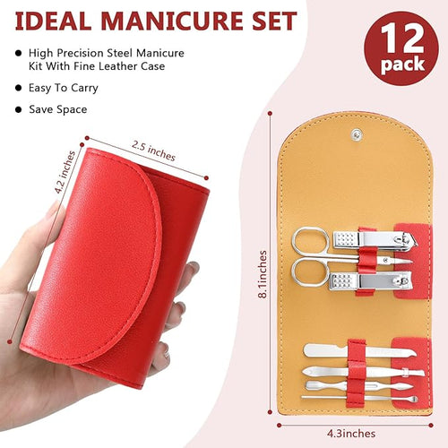 12 Set Manicure Set Bulk Mini Manicure Nail Clipper Kit 7 in 1 Stainless Steel - Image 2