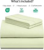 LuxClub 4 PC Sheet Set Bed Sheets Deep Pockets 16" Eco Friendly Wrinkle Free - Image 2
