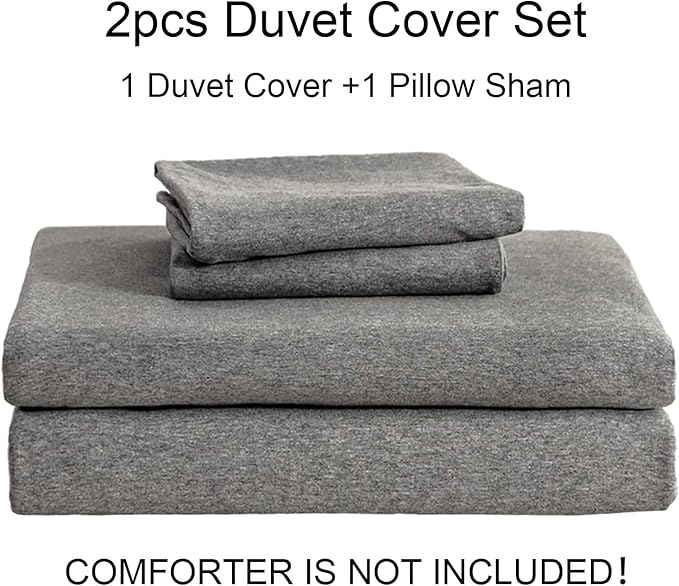 PURE ERA Jersey Knit Duvet Cover Set 100% T-Shirt Cotton Super Soft Comfy 2pc - Image 7