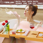 Original Wood Color Foldable Bamboo Bathtub Caddy, Bathtub Tray, Can Place Wine - Image 2