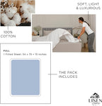 Linen Home 100% Cotton Percale Weave Fitted Sheet Full Size Only, Baby Blue - Image 6