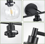 3-Light Bathroom Light Fixture Black Vanity Lights Over Mirror Modern Wall - Image 5