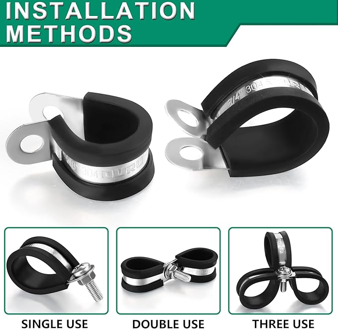 30pcs 3/8 Inch Stainless Steel Cable Clamps, Rubber Coated Cushioned Insulated - Image 4