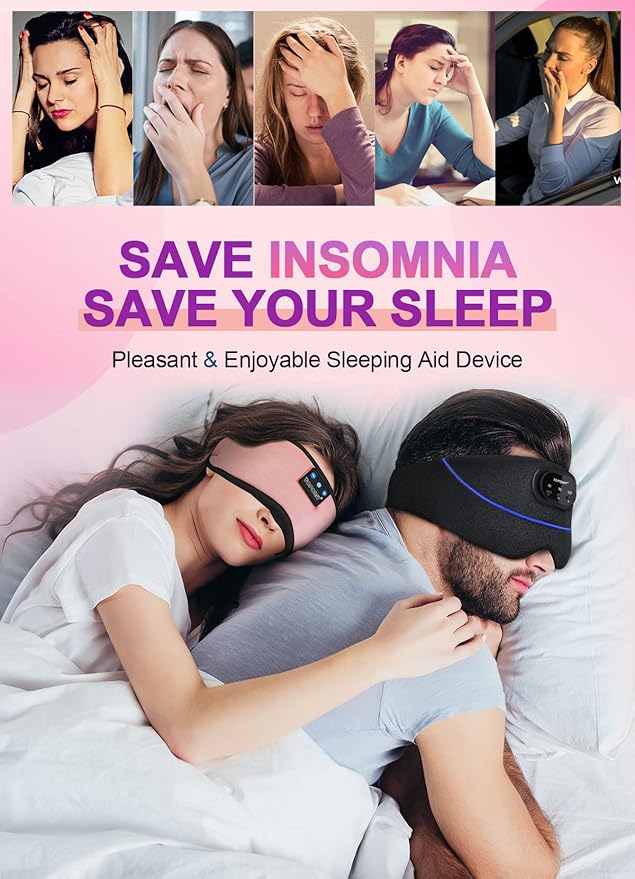 TOPOINT Sleep Mask Headphones Bluetooth 5.2 Wireless, Microphone, Noise - Image 6