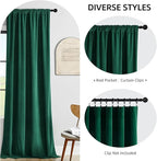 Joydeco Dark Green Velvet Curtains 96 inch Length 2 Panels Burg Set, Luxury Rod - Image 2