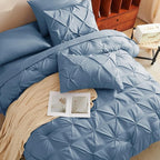 CozyLux King Size Comforter Set Grayish Blue, 7 Pieces Pintuck Bed in A Bag - Image 4