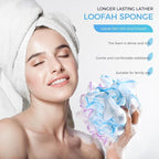 DadyMart Shower Loofah Sponge Pouf – XL Exfoliating Bath Puff Body Scrubber - Image 2