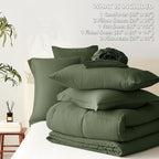 CozyLux Queen Comforter Set Olive Green - Image 7