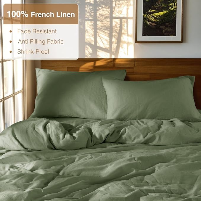 SONORO KATE 100% French Linen Duvet Cover Queen Size, Soft Breathable - Image 2