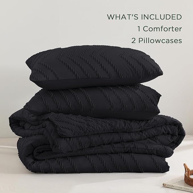 Andency Black Comforter Full Size, Boho Soft Fluffy Warm Lightweight Bedding - Image 6
