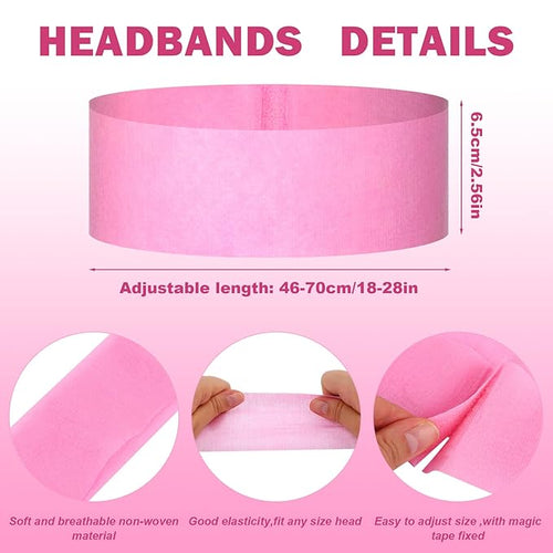 128 Pieces Disposable Spa Facial Headbands Stretch Non-Woven Headband Soft Skin - Image 2