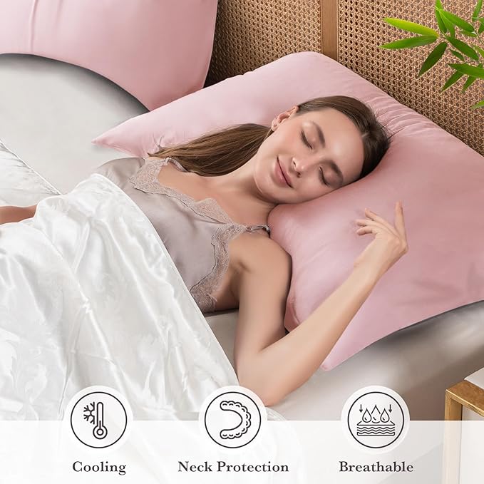 Curved Pillow Case Queen Size, Side Sleeper Pillow Cases Cover Cooling Rayon - Image 3