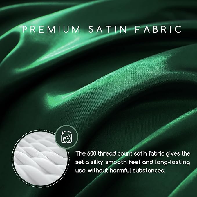 MR&HM Satin Bed Sheets, Full Size Sheets Set - Image 2